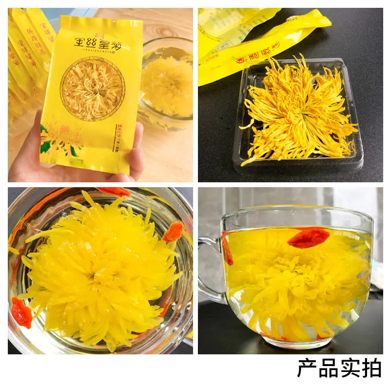 特级精选金丝皇菊独立包装10包每朵花泡开8-10cm美味升级菊花配搭枸杞一朵一世界天然草本滋润茶清热去火喉痛发炎清肝筋解眼疲劳 燕麟庄
