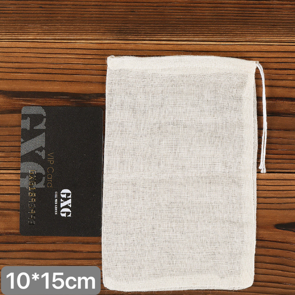 无漂白纯棉煎药专用纱布袋10*15cm(4*6inch)卤料/煲汤/隔茶/多用途重复使用过滤袋10个