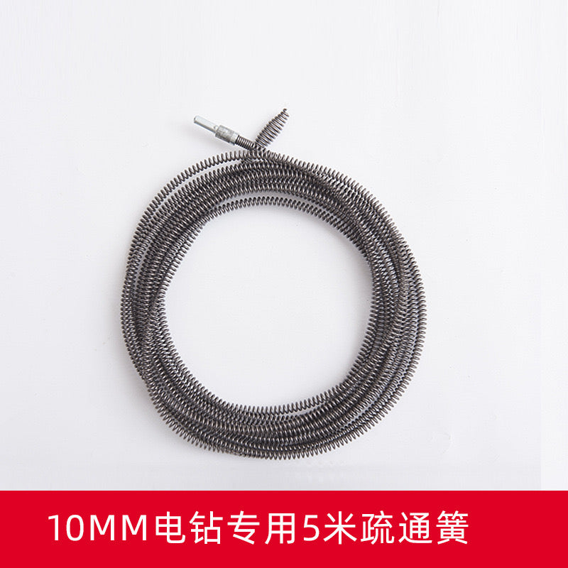 超强过弯下水道堵塞神器直径10mm X 5米16.5-in疏通水蛇弹簧 配送电钻接头 适合家用轻型商用 asianstore11