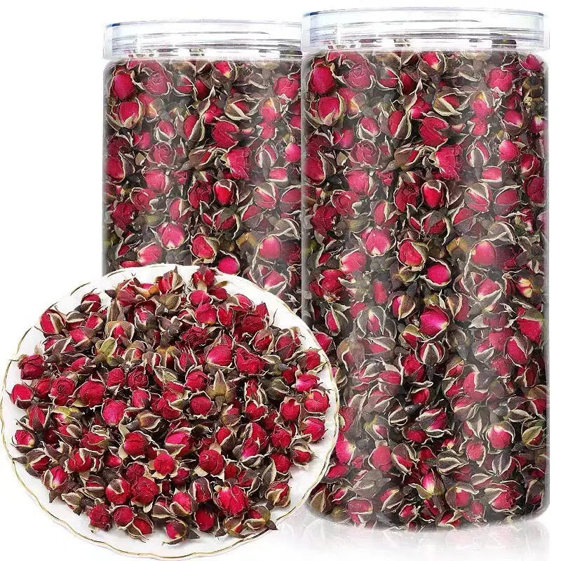 云南天然芳香深红色玫瑰花蕾玫瑰花茶有机干金边玫瑰花批发50克罐装当季新茶 asianstore11