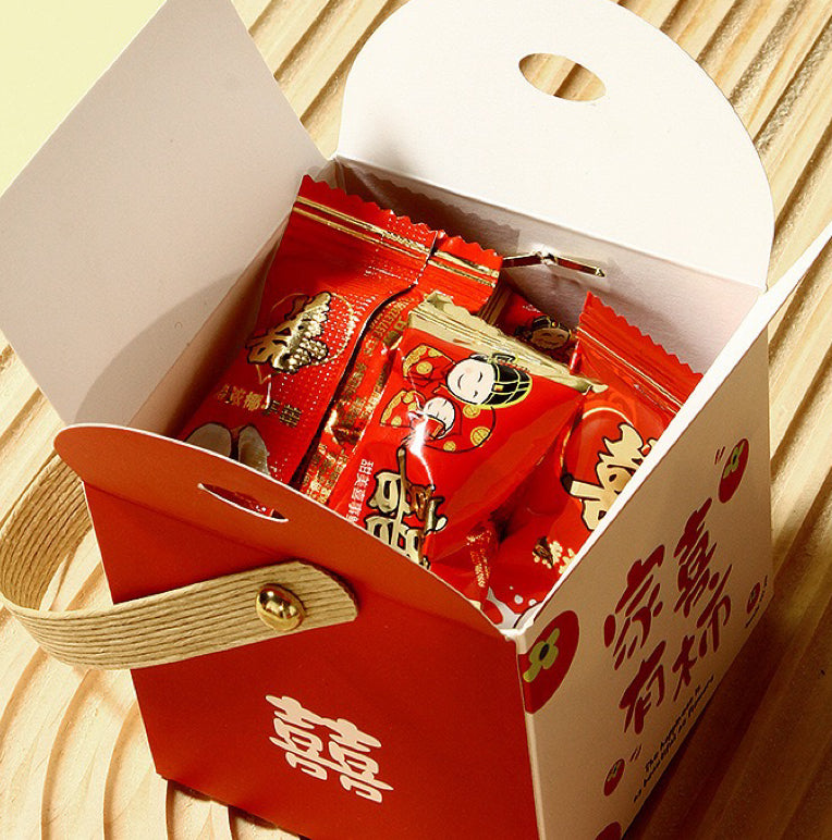 【中式婚庆】大喜日子手提式结婚喜糖糖果礼盒19个