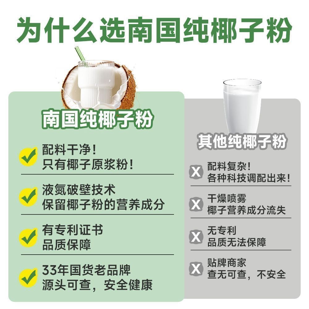 【海南岛特产】正宗0％反式脂肪南国无糖纯椰子粉288g速溶冲饮面点烘焙原料优选 南国