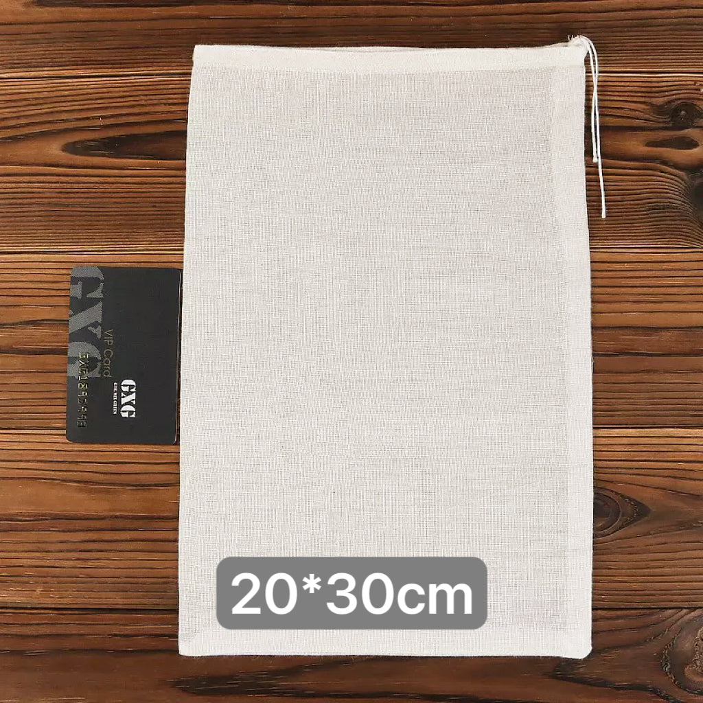 无漂白纯棉煎药专用纱布袋20*25cm/20*30cm卤料/煲汤/隔茶/豆浆/多用途重复使用过滤袋5个 亚洲商店11
